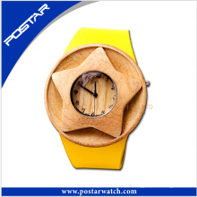 100% естественная деревянная кожа швейцарские часы с изготовленным на заказ Логосом